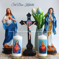 Patung Bunda Maria 30cm/Patung Yesus 30cm/Taplak Misa Katolik/Set Misa