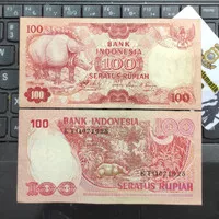 Uang Kertas Kuno Indonesia 100 Rupiah Badak Tahun 1977