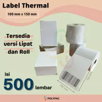 Label Thermal Sticker [100 x 150 mm] isi 500 pcs - Stiker Resi Barcode