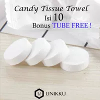 Tisu Wajah Face Tissue Premium Compressed Cotton - Candy Towel 10 Pcs