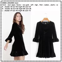 AB364503 Velvet Mini Dress Pesta Wanita Import Hitam Black Bludru