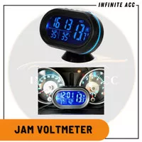 Jam Digital Dashboard mobil Suhu Volt meter nyala 2 warna aksesoris