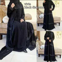 abaya arab hitam gamis saudi non pasmina elegan ziper muslimah zhiras/