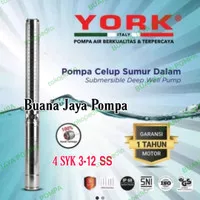 POMPA AIR SATELIT YORK 4SYK 3-12 SS 1Hp Pompa Submersible Stainles