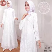 Baju Gamis Putih Wanita Bahan Sifon Ceruti Premium Ukuran Jumbo