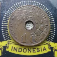 Koin Kuno Belanda 1 Cent 1938 PRIVATE CHOPMARKED H JARANG Tp379