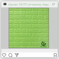 wallpaper dinding 3d foam motif bata hijau daun