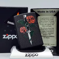 Original Zippo 49778 Rose Dagger Tattoo Design