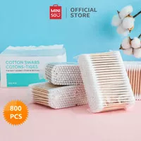 MINISO 800pcs Katun Swabs Cotton Buds Korek Kuping Penyeka Kayu kapas