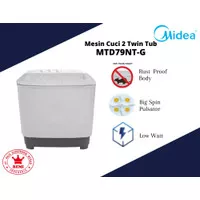 MESIN CUCI MIDEA 2 TABUNG MTD-79NTG / TOP LOADING / WASHING MACHINE