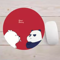 Mouse Pad / Mousepad Bulat Motif Beruang Putih dan Panda Imut Lucu