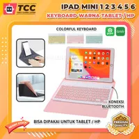 iPad Mini 1 2 3 4 5 6 7.9 Stand Keyboard Cute Warna Case Cover Sarung