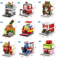 Mainan lego block stand makanan, Mini food stand and shop cart