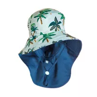 Topi Surfing Renang Anak Balita Anti UV Surfing Fedora Blue Palm Print