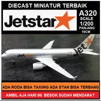 DIECAST MINIATURE MODEL PESAWAT JET STAR AIRBUS A-320 SKALA 1/200