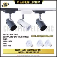 Lampu Sorot 1 set isi 3 + Rel 1Meter LED Track Light Rel Fitting E27