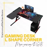 Meja Gaming Model L Sudut RGB Gaming Desk L Shape Corner 160*70*72