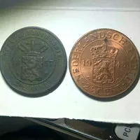 2 pcs Uang koin kuno Benggol 2½ Cent Tahun 1857 Dan 1945