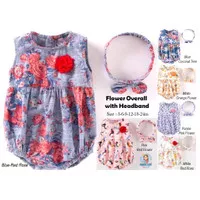 FLOWER OVERALL WITH HEADBAND IMPORT / 2 IN 1 OVERALL JUMPER BABY GIRL