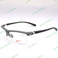 frame kacamata pria wanita sporty nike half frame 7071 black grey