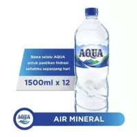 Aqua Botol Kemasan 1500ml | Aqua 1.5Liter 1 Karton isi 12 Botol