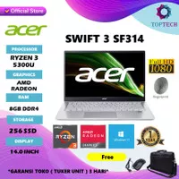 Acer Swift 3 SF314-43 AMD Ryzen 3 5300U 8GB 256ssd W10 14.0 FHD IPS