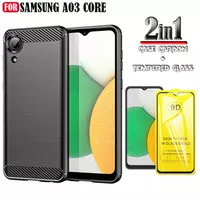 Paket 2 in 1 Samsung Galaxy A03 CORE Softcase Carbon + Anti Gores Kaca