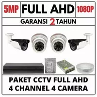 paket cctv 4 chanel 4 kamera 5mp 1080p ful ahd tinggal pasang