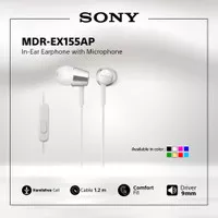 SONY MDR-EX155AP White Earphone With Mic / EX155AP / EX-155AP