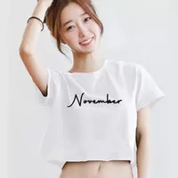 NOVEMBER CROP TOP BASIC KAOS ATASAN BAJU FASHION WANITA CEWEK KATUN