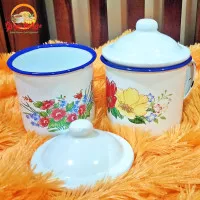 COD Mug Enamel Polos Motif Bunga Cangkir Jadul Kuno Seng Antik Vintage