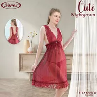 Extra Size Nightgown Brokat Look Transparan Plus Gstring Sorex 83055