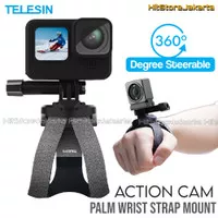 Telesin Action Cam 360 Rotasi Palm Wrist Strap Mount GoPro Insta360 YI