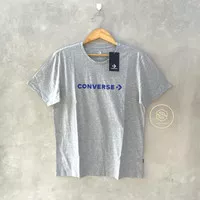 KAOS CONVERSE STAR CHEVRON SCRIPT TSHIRT GREY BLUE ORIGINAL