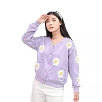 Outher Cardigan Crop Wanita Daisy Flower Kardigan Sweater Spring Outer