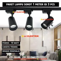 Paket Lampu Sorot Set isi 3 LED Track Light 10W Spotlight 10 Watt Rel
