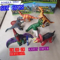 MAINAN DINOSAURUS KARET BESAR 25CM - 30CM SET 6 PCS DINOSAUR WORLD