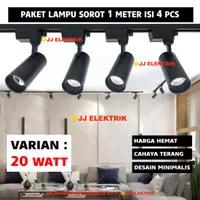 Paket Lampu Sorot Set isi 4 LED Track Light 20W Spotlight 20 Watt Rel
