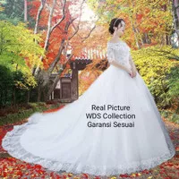 MD 024 A Gaun Pengantin Wedding Dress Ekor Merah Putih Import