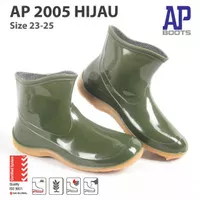 Sepatu Boot Pendek AP BOOTS 2005 HIJAU GLOSSY FASHION WANITA KEBUN