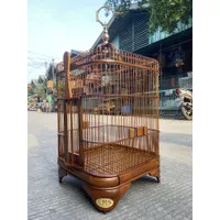 SANGKAR KANDANG OVAL CMS JATI JEPARA Uk:[40x40] Burung Anis Kenari Ijo