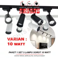 Paket Lampu Sorot Set isi 4 LED Track Light 10W Spotlight 10 Watt Rel