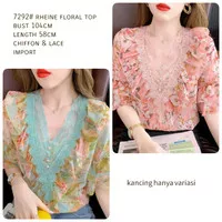 Alice Rheine Floral Top Atasan blouse Wanita Import TM 7292