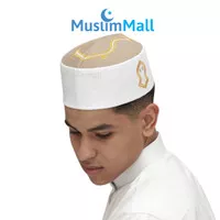 Songkok Bordir Muslim Sandal Nabi Warna Cream Putih Bermerek TheKufi