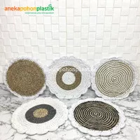 Placemat Seagrass Bulat D35 Renda Anyaman Hiasan Meja Tatakan Dekorasi