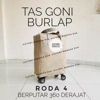 Tas Travel Roda 4 Goni Burlap Reusabel Eco Shopping Bag Belanja Tote