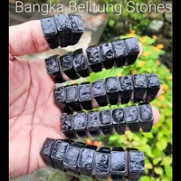 Natural batu satam belitung ring titanium hitam