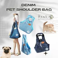Denim Pet Carrier Shoulder / Tas Selempang / Tas Jinjing Anjing Kucing
