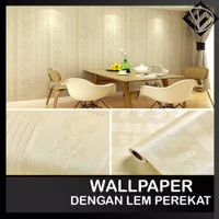 Wallpaper Sticker Dinding Polos Gold/Emas Tekstur Batik Bunga