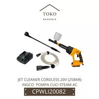 Jet Cleaner Cordless 20V (25Bar) INGCO CPWLI20082 Pompa Cuci Steam AC